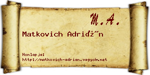 Matkovich Adrián névjegykártya